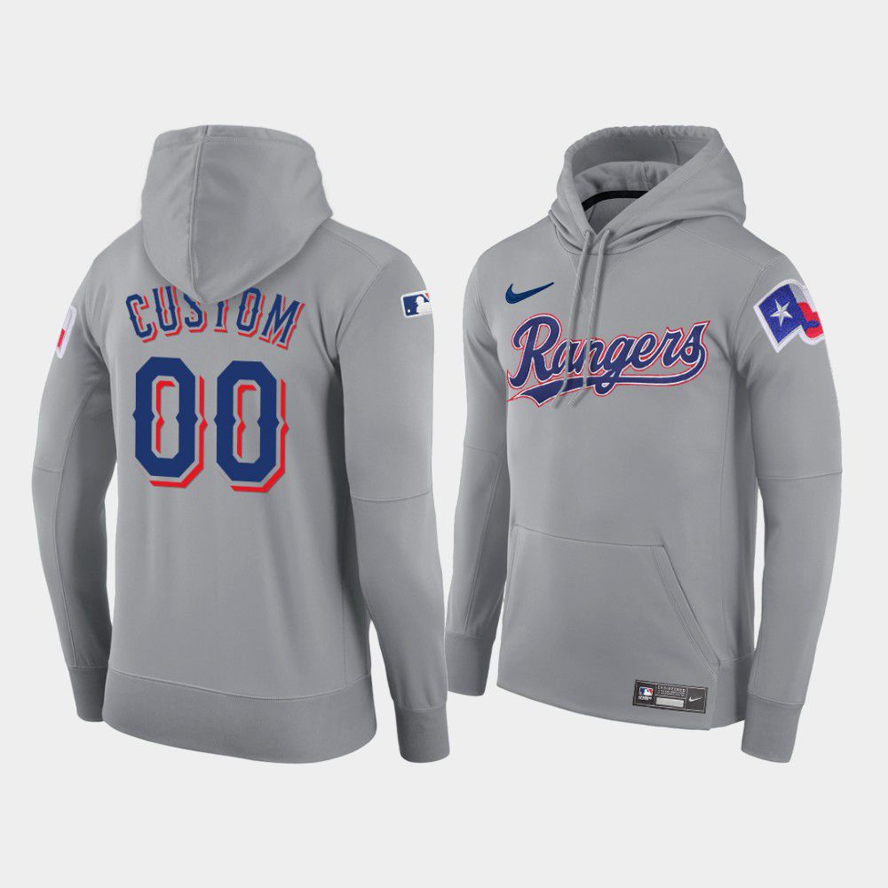 Men Texas Rangers #00 Custom gray road hoodie 2021 MLB Nike Jerseys